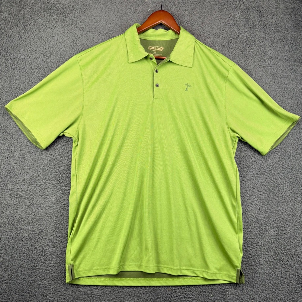 Cariloha‎ Crazy Soft Bamboo Mens XL Polo Shirt Lime Green Short Sleeve Golf Tee